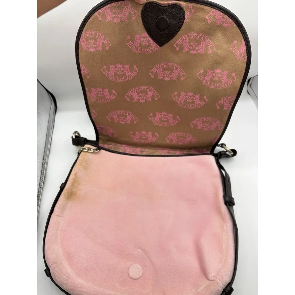Juicy Couture Vintage Pink Messenger‎ Bag La Couture Velour Dangle Charm